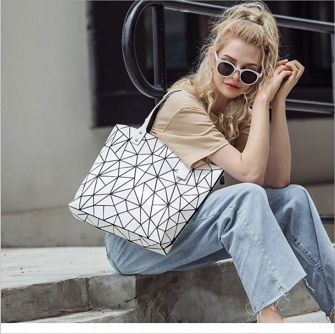 Geometriska lysande gitter handväska kedja crossbody påse tygväskor handväskor holografiska handväskor för kvinnor femmes