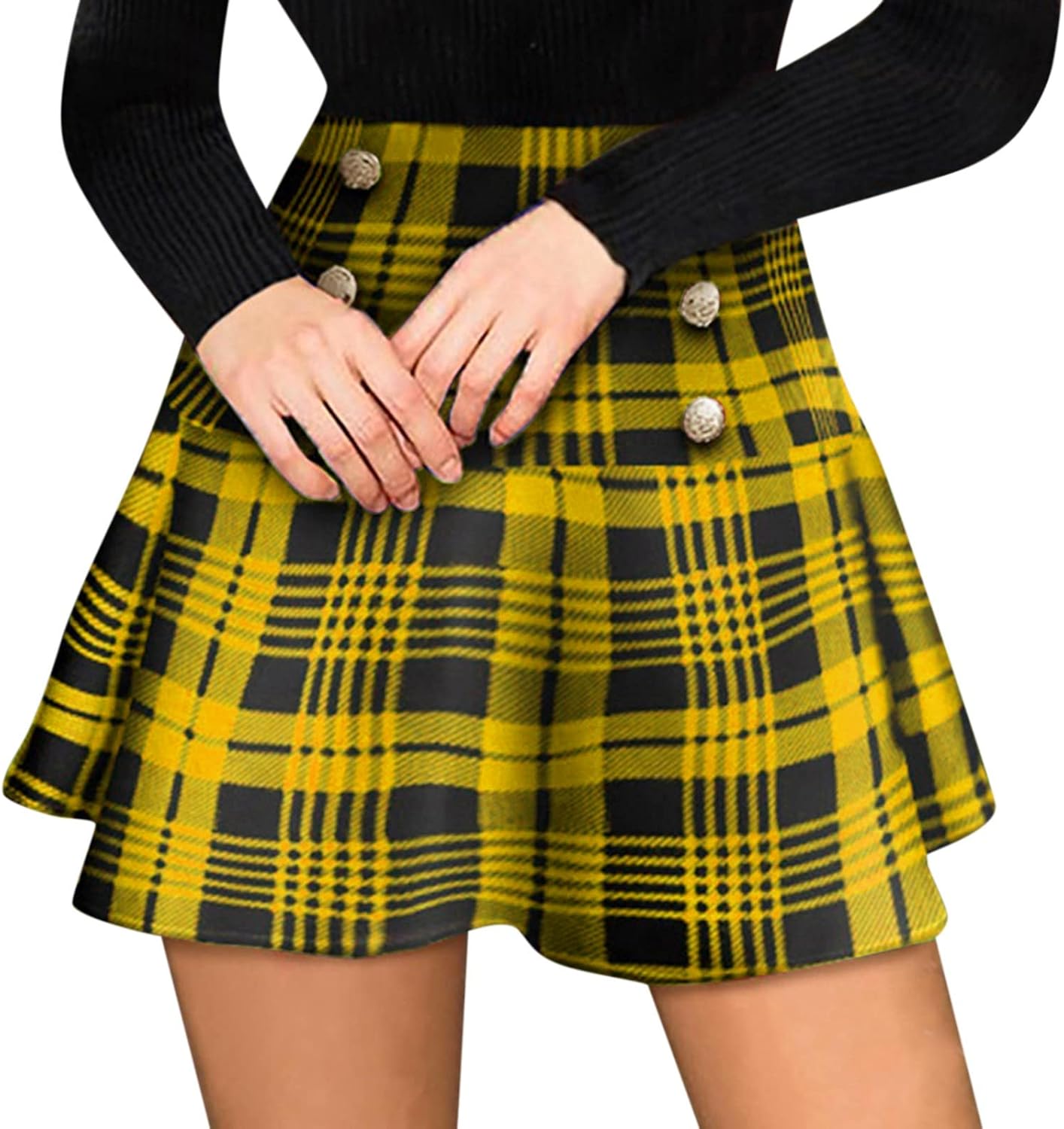 Leather Skirt plus Size Women Fashion Sexy Casual Lattice Printing A-line Mini Skirt Plaid Skirts