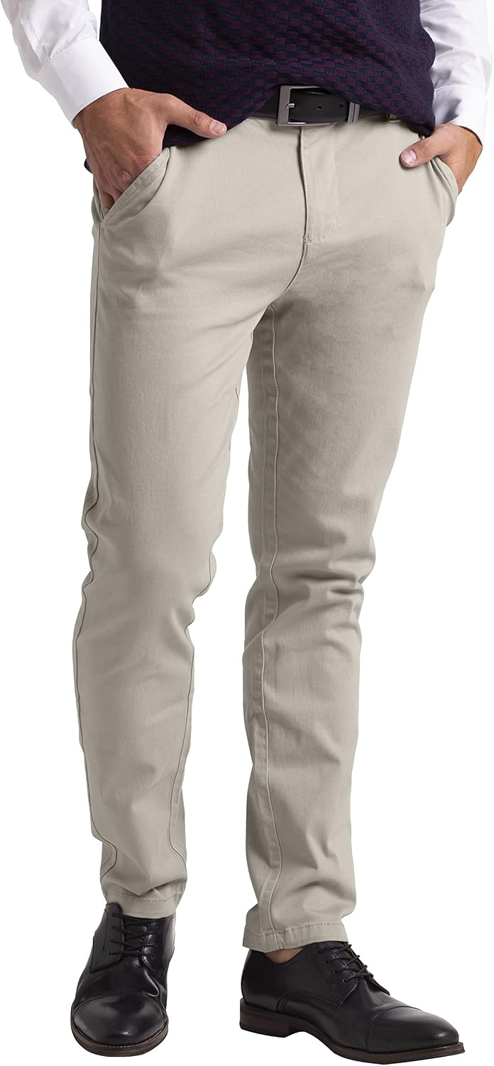 westAce Chino-byxor för män smal passform stretch twill vardagsbyxor