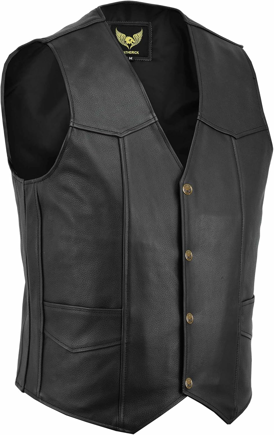 Leatherick män äkta läder väst svart - cyklist stil casual mode