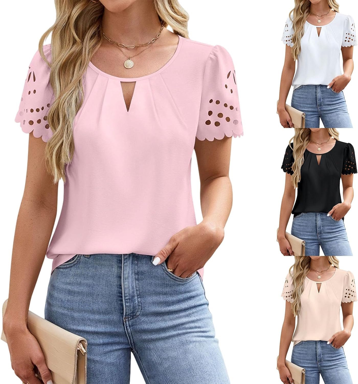 Greabuy Dammode business casual blusar kortärmad toppar trendiga arbete kvinnor fritidskläder skjortor trendiga affärskläder