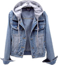 Huvtröjor för kvinnor vardaglig sommar långärmad huvtröja denimjackor button down trendig jeansjacka med huva