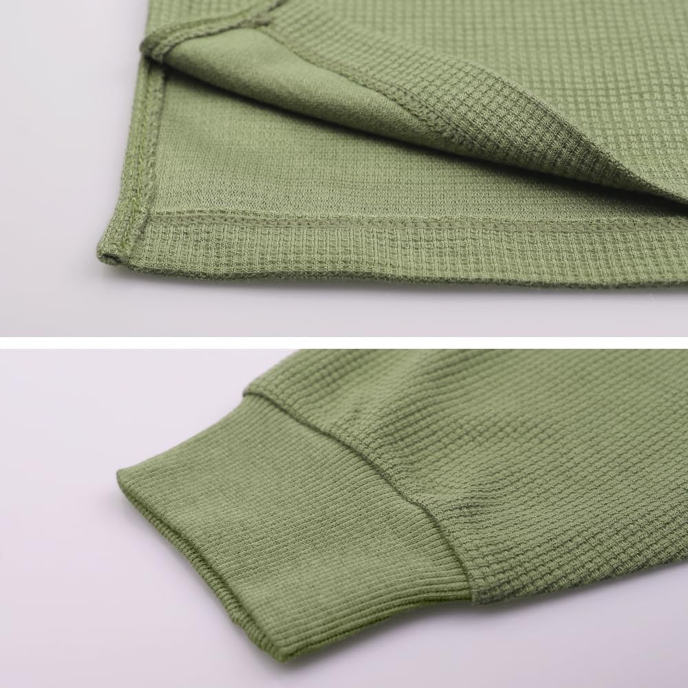 Muscle Alive Basic långärmad våffeltröja för män lös passform träning pullover rund hals skjorta