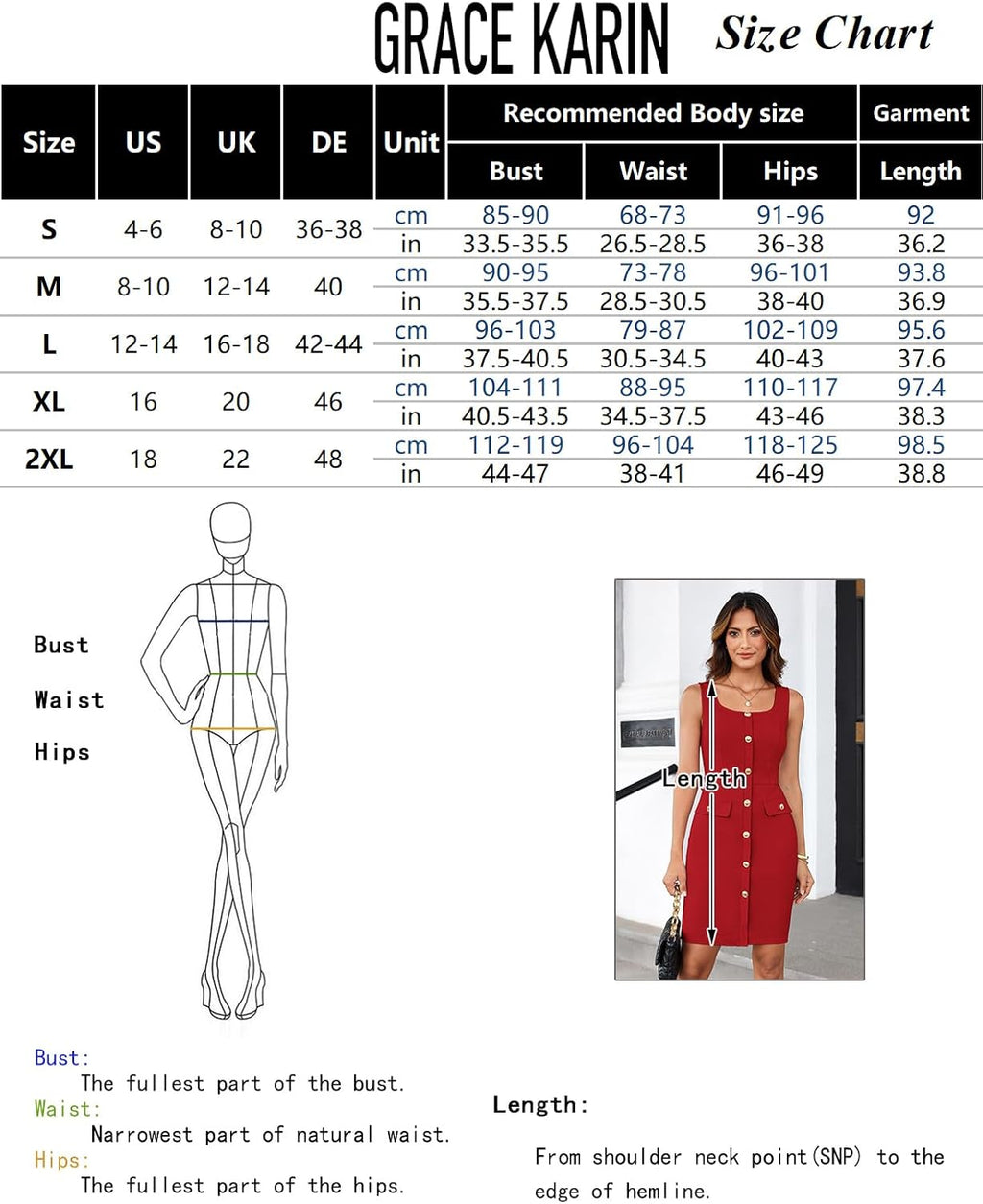 GRACE KARIN cocktailklänning för kvinnor, elegant klänning, ärmlös, fyrkantig hals, knapp, bälte, affär, arbete, kontor, formell klänning, wrap klänning, bodycon miniklänning med bälte