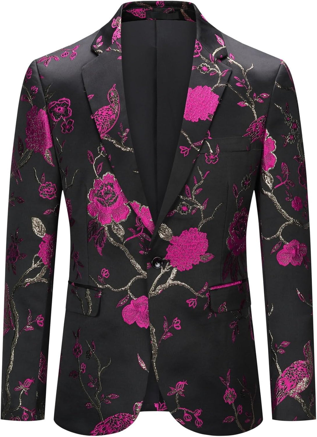 YOUTHUP Broderi blazer för män smal passform blommig kostym jacka snygg blommig smoking jackor