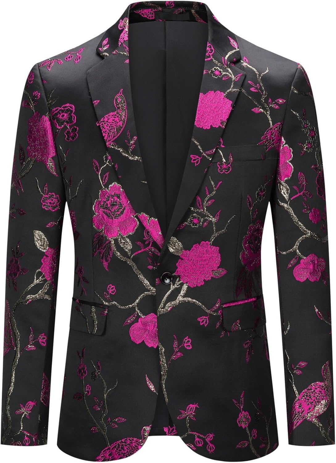 YOUTHUP Broderi blazer för män smal passform blommig kostym jacka snygg blommig smoking jackor