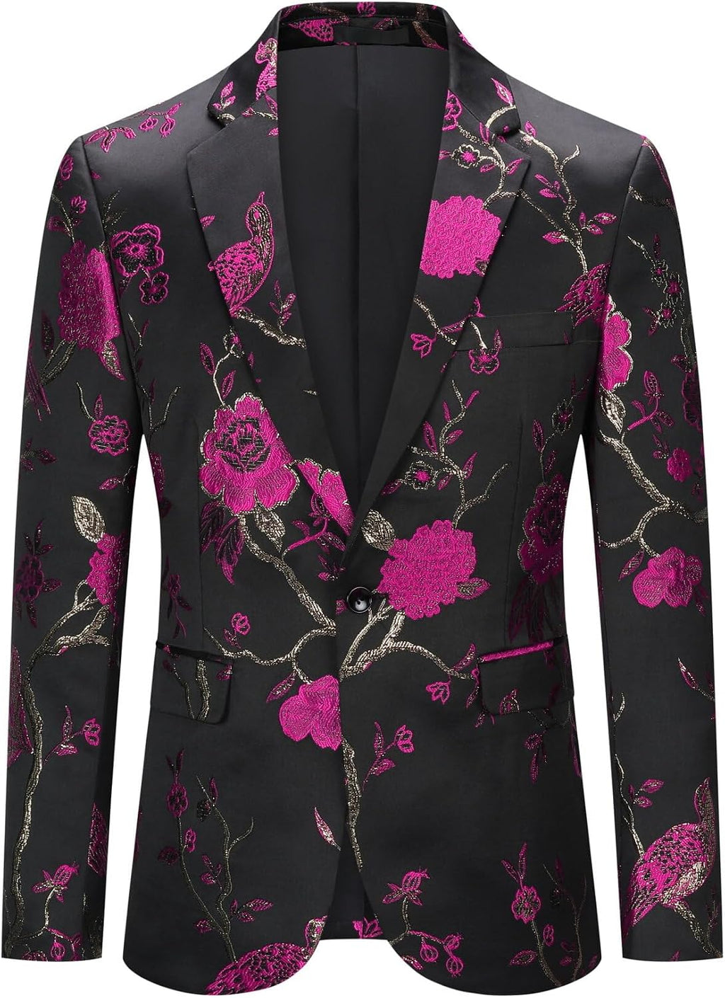 YOUTHUP Broderi blazer för män smal passform blommig kostym jacka snygg blommig smoking jackor