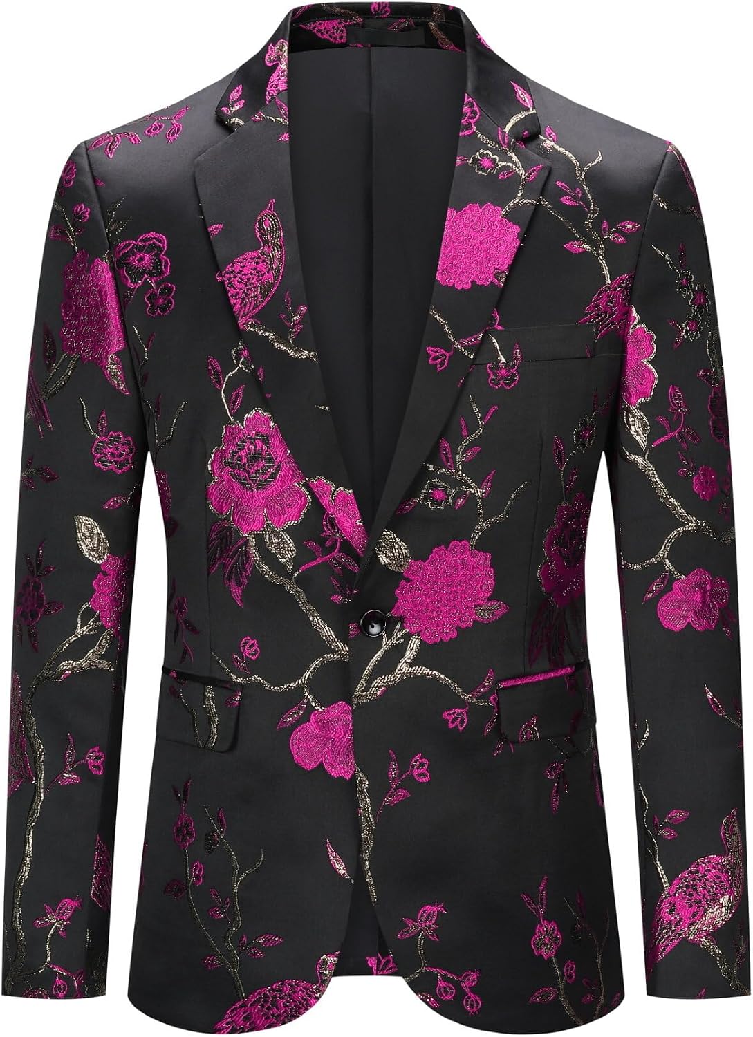 YOUTHUP Broderi blazer för män smal passform blommig kostym jacka snygg blommig smoking jackor
