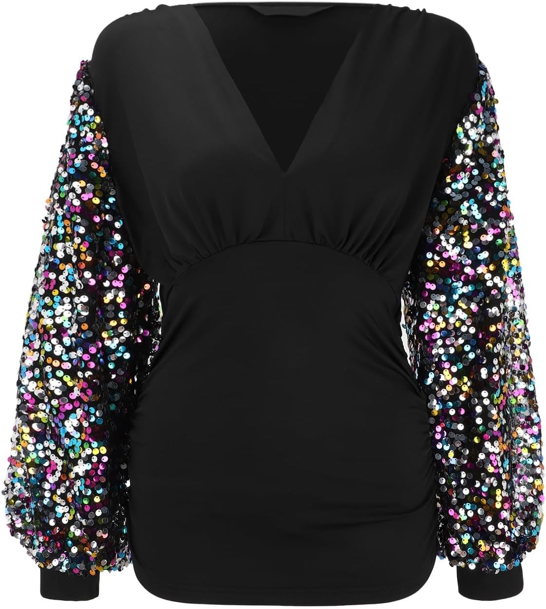 Glittertoppar damer festival blus glitter skjorta smal passform klubbkläder sexig långärmad rave party damtröja trendig nyårsafton outfit glamour skjortblus paljetter topp damer v-ringad