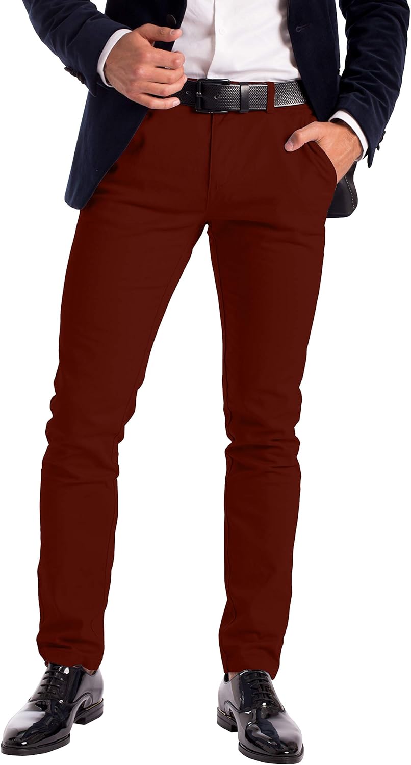 Herr stretch chinos designer slim fit jeans byxa bomull spandex botten