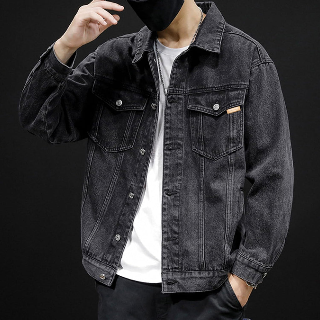 JEShifangjiusu Män Street Fashion Casual Denim Ytterkläder Baggy Rapper Denim Jackor Hip Hop Avslappnad Passform Streetwear