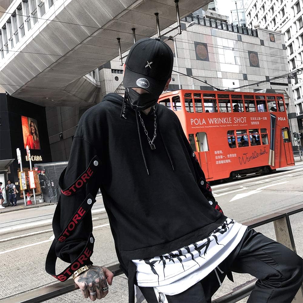 Hello MrLin Herr Techwear Japansk Harajuku Hoodie Hip Hop Stil Urban Streetwear