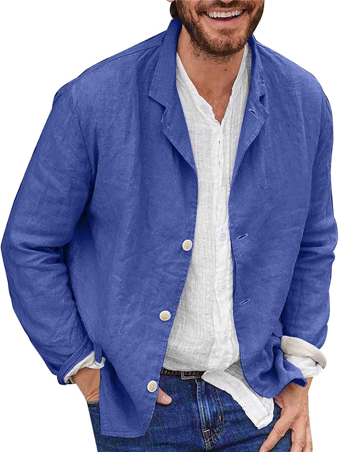 Lätt blazer för män tunn sommarrock herr vardaglig blazer fritid krage skjorta vår tunna rockar långärmad mysig jacka lös enfärgad skjortor andningsbar butt-up overshirt