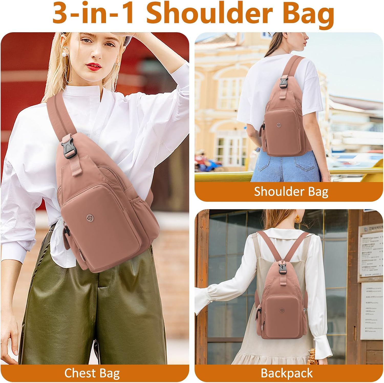 Bröstväska liten ryggsäck herr crossbody väska sling väska lätt bröstväska stöldskydd nylon ryggsäck axelväska herr dam för cykling resor sport
