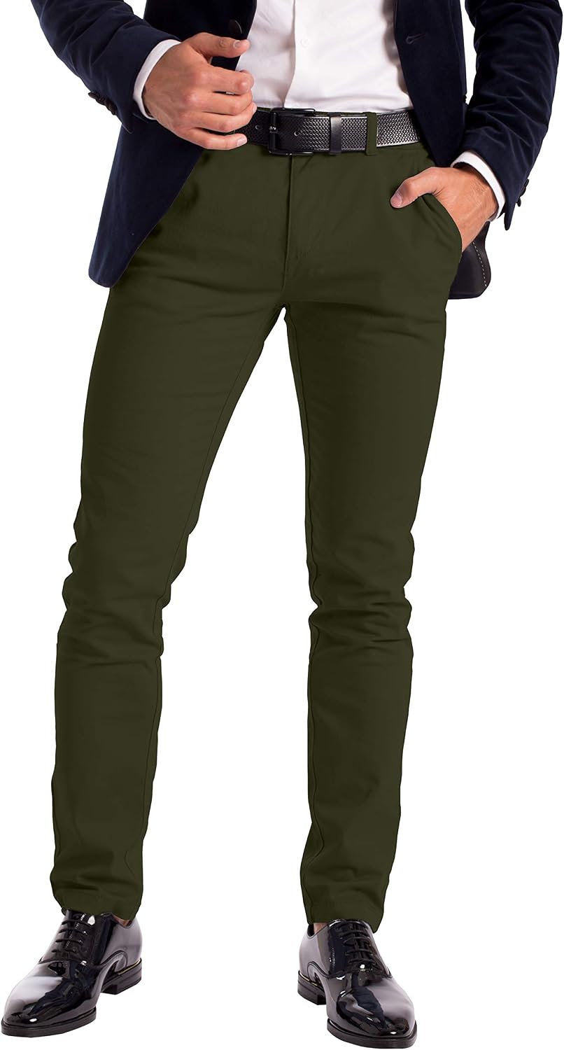 Herr stretch chinos designer slim fit jeans byxa bomull spandex botten