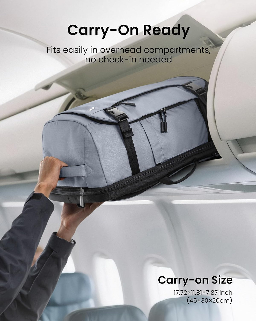tomtoc 40L Reseryggsäck, TSA-vänlig handbagage-ryggsäck Reseryggsäck för 15,6-17 tums bärbar dator, flyggodkänd ombordstigning Vattenavvisande kabinryggsäck för resor Weekender Trip