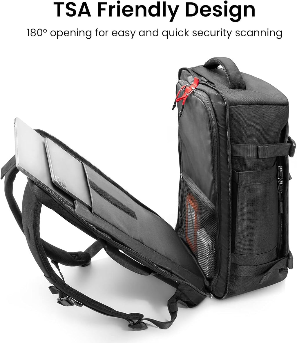 tomtoc 40L Reseryggsäck, TSA-vänlig handbagage-ryggsäck Reseryggsäck för 15,6-17 tums bärbar dator, flyggodkänd ombordstigning Vattenavvisande kabinryggsäck för resor Weekender Trip