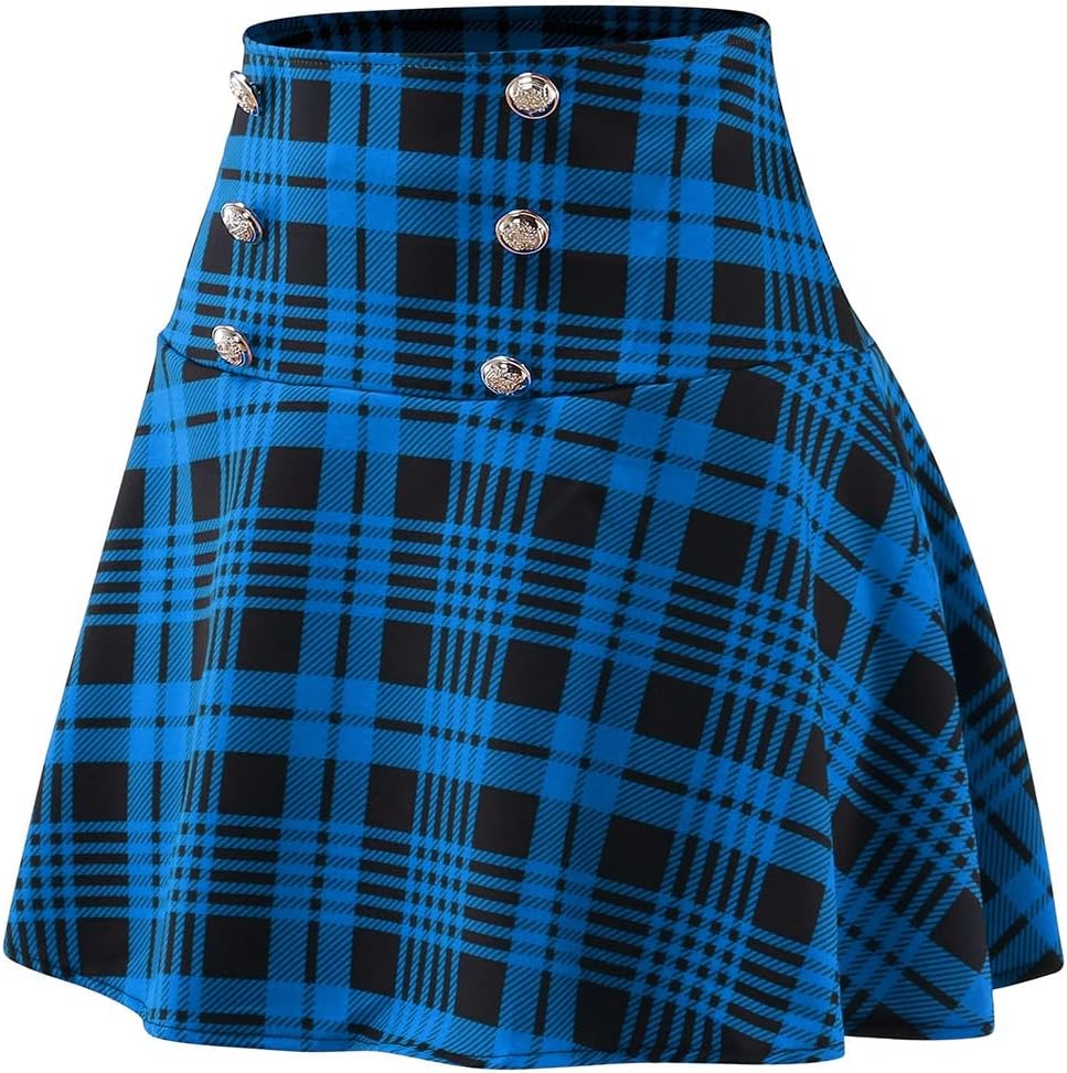 Leather Skirt plus Size Women Fashion Sexy Casual Lattice Printing A-line Mini Skirt Plaid Skirts