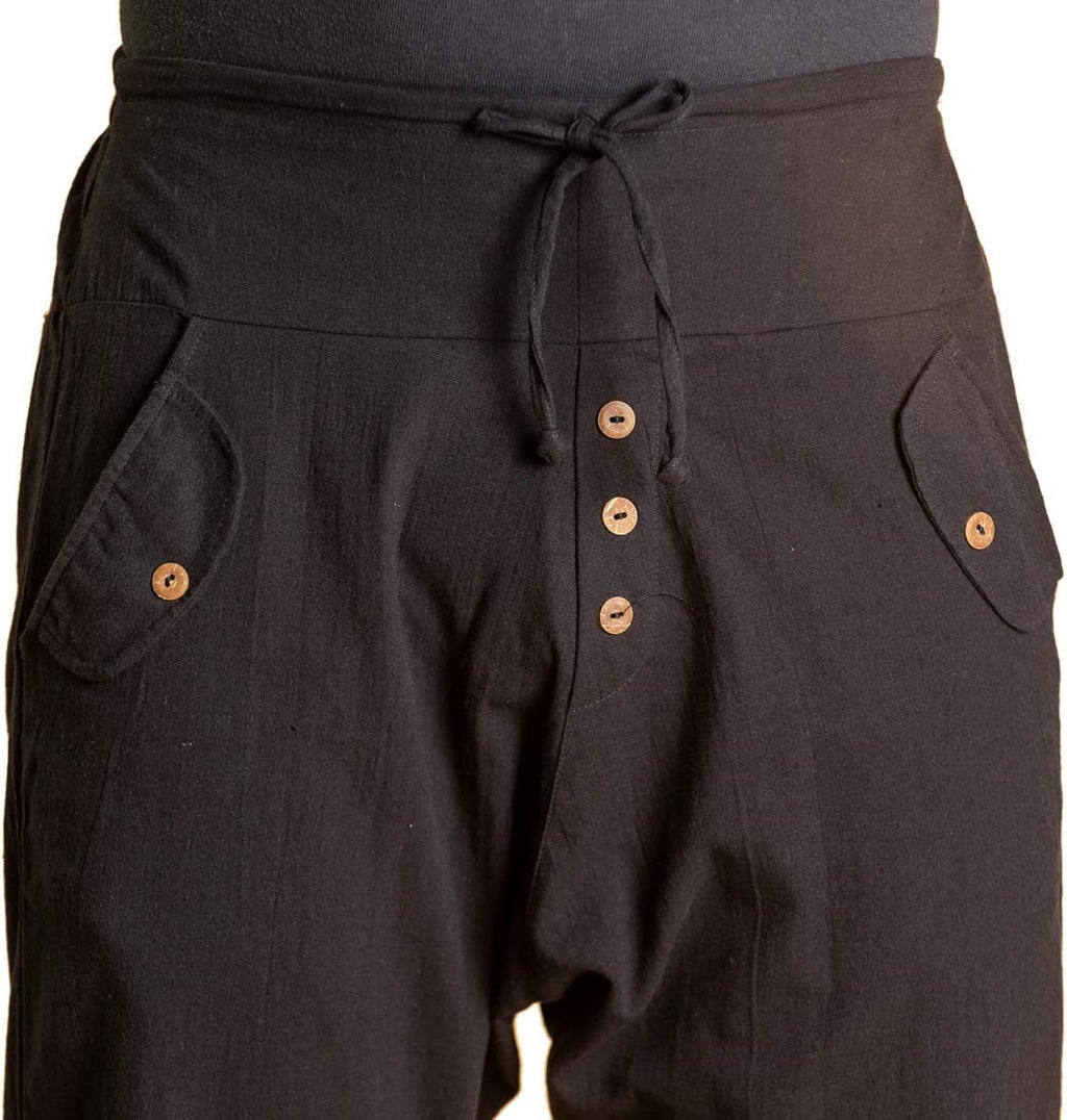 PANASIAM Yogi Pants Classic för dam och herr I bekväma fritidsbyxor i Aladin-Harem-stil – 100% bomull I optimal passform tack vare dragsko fram och elastisk linning bak I sommarbyxor