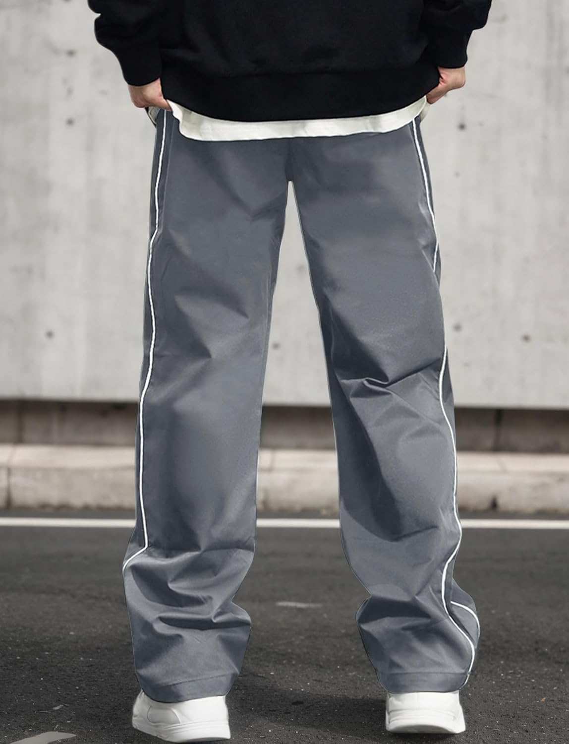 AIEOE herr, säckig joggingbyxor, Y2K, träningsbyxor, breda sportbyxor med dragsko, streetwear, fritidsbyxor med rörband, tonåring, mode