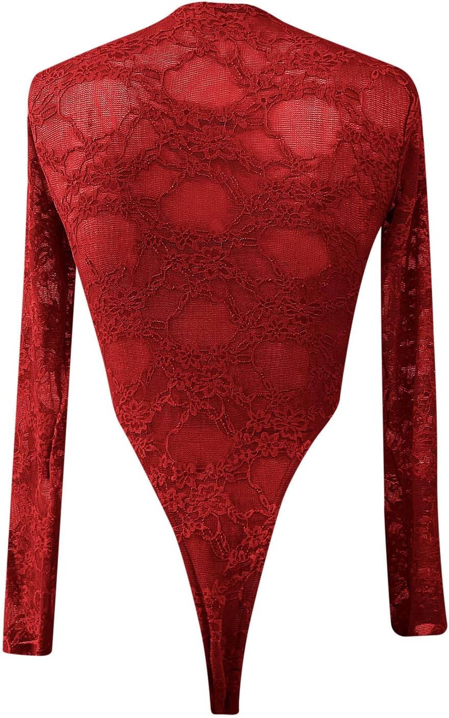 5x Lingerie for plus Size Women Long Stretch Lace Leotard Womens Sleeve Floral Body Top Bodysuit Ladies Women's Jumpsuit Lingerie New Years Lingerie Push up