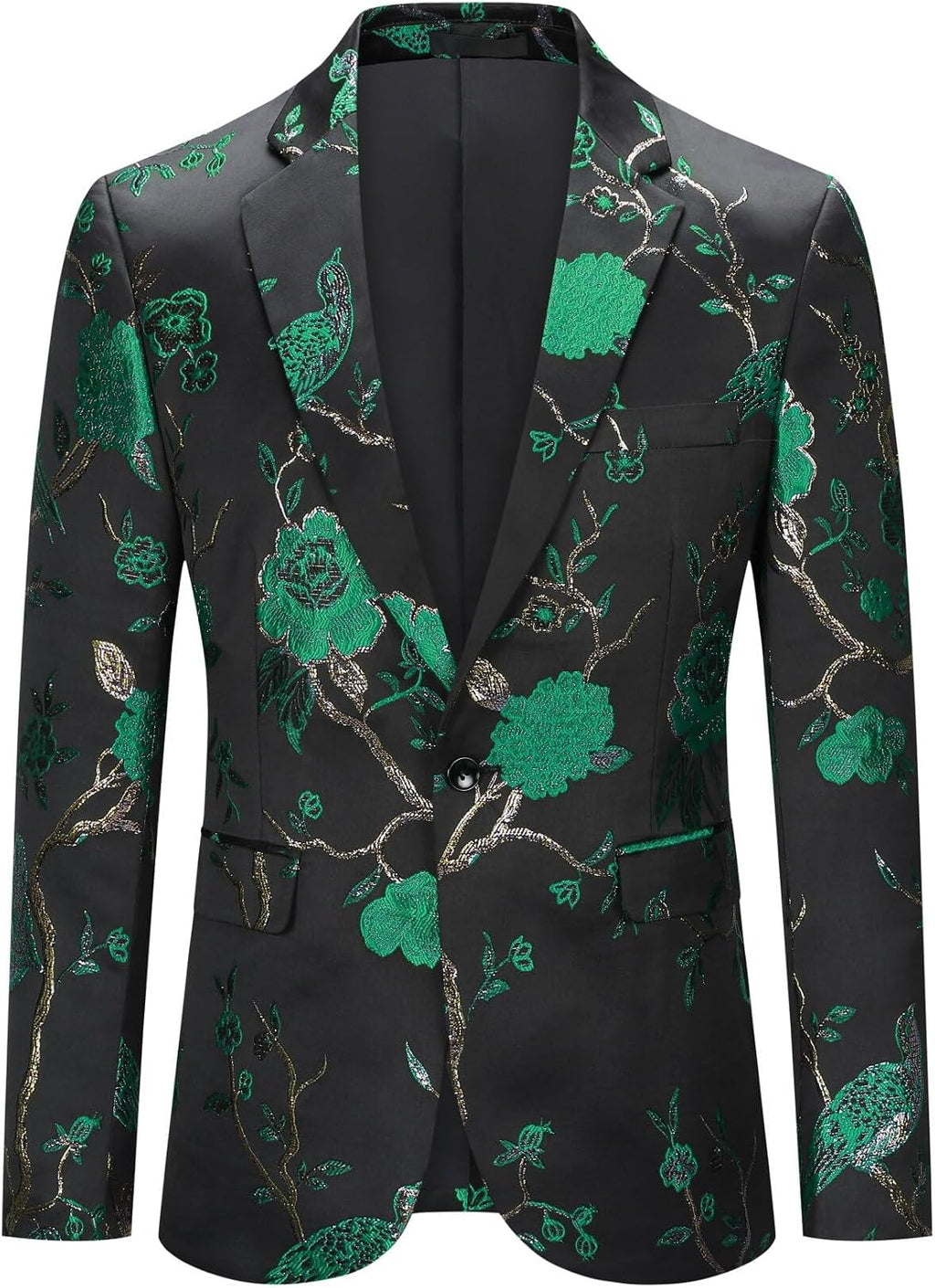 YOUTHUP Broderi blazer för män smal passform blommig kostym jacka snygg blommig smoking jackor