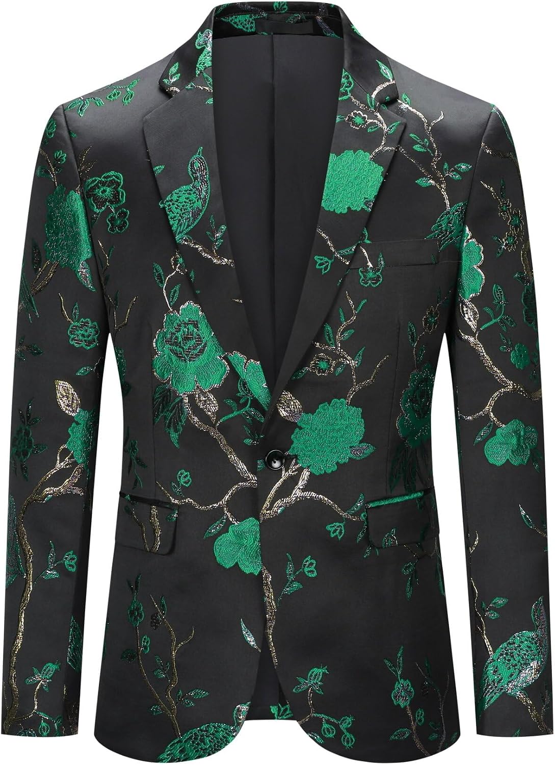 YOUTHUP Broderi blazer för män smal passform blommig kostym jacka snygg blommig smoking jackor