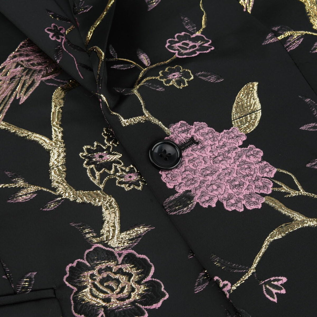 YOUTHUP Broderi blazer för män smal passform blommig kostym jacka snygg blommig smoking jackor