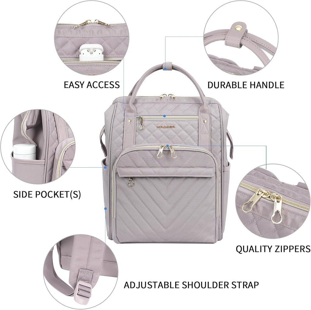 KROSER Laptop Ryggsäck Dator Ryggsäck College Casual Daypack, Quiltad dammig rosa, 17 inch