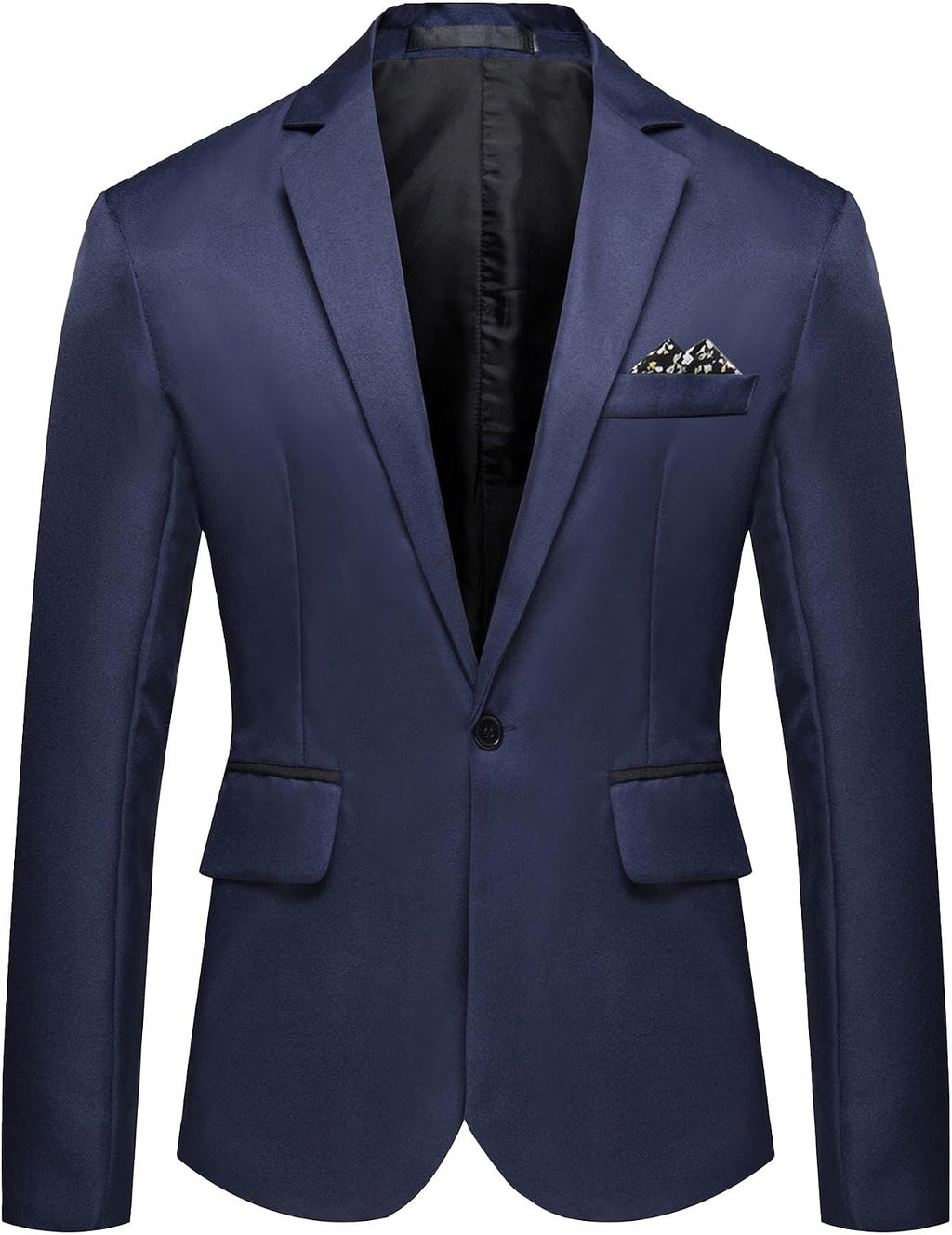 Herr smal passform en knapp blazer jacka notch kavajslag svart trim ficka solid sportdräkt kappa för vardaglig fest bal