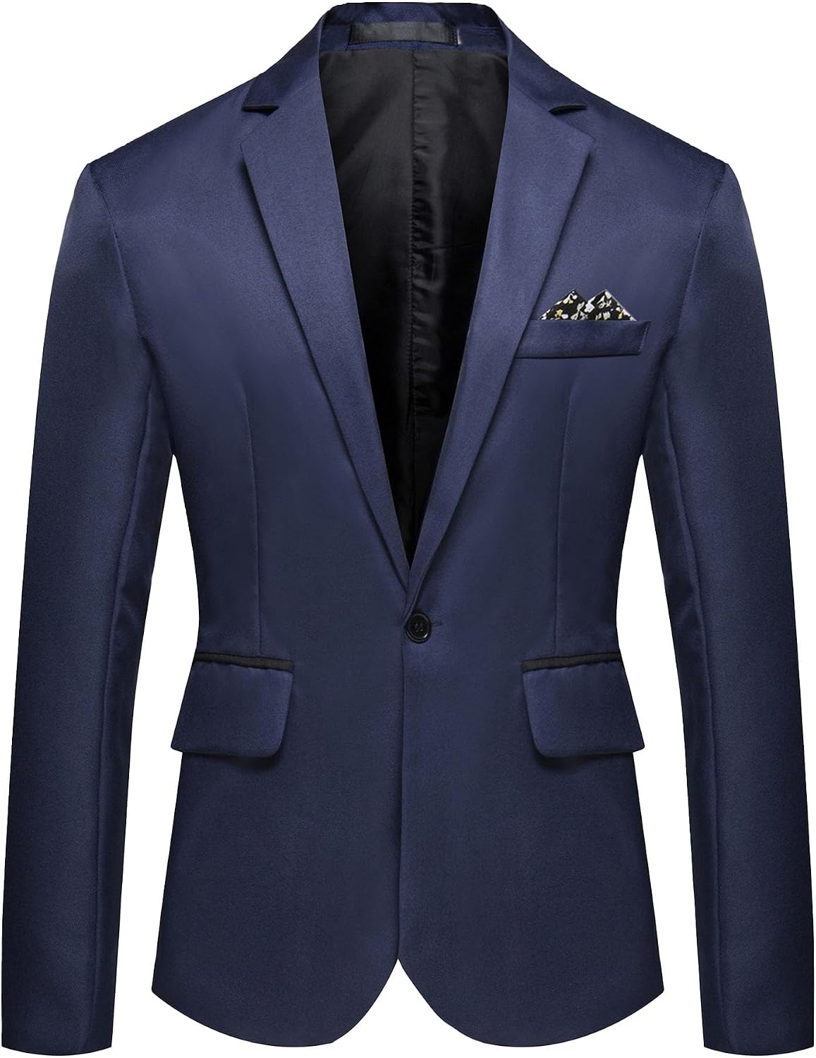 Herr smal passform en knapp blazer jacka notch kavajslag svart trim ficka solid sportdräkt kappa för vardaglig fest bal