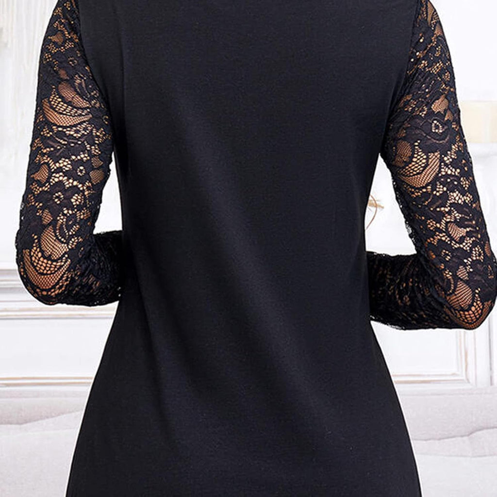Dammaxiklänning 2026 fest plus size långärmad spets leopard solid v-ringad nattklubb enkel sommar strand