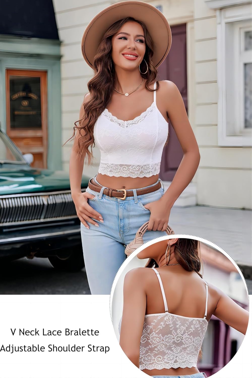 Avidlove dam spets bustier topp sexig bralette undertröja basic spagettiremmar camisole V-ringad rygg urtagning design tank toppar crop