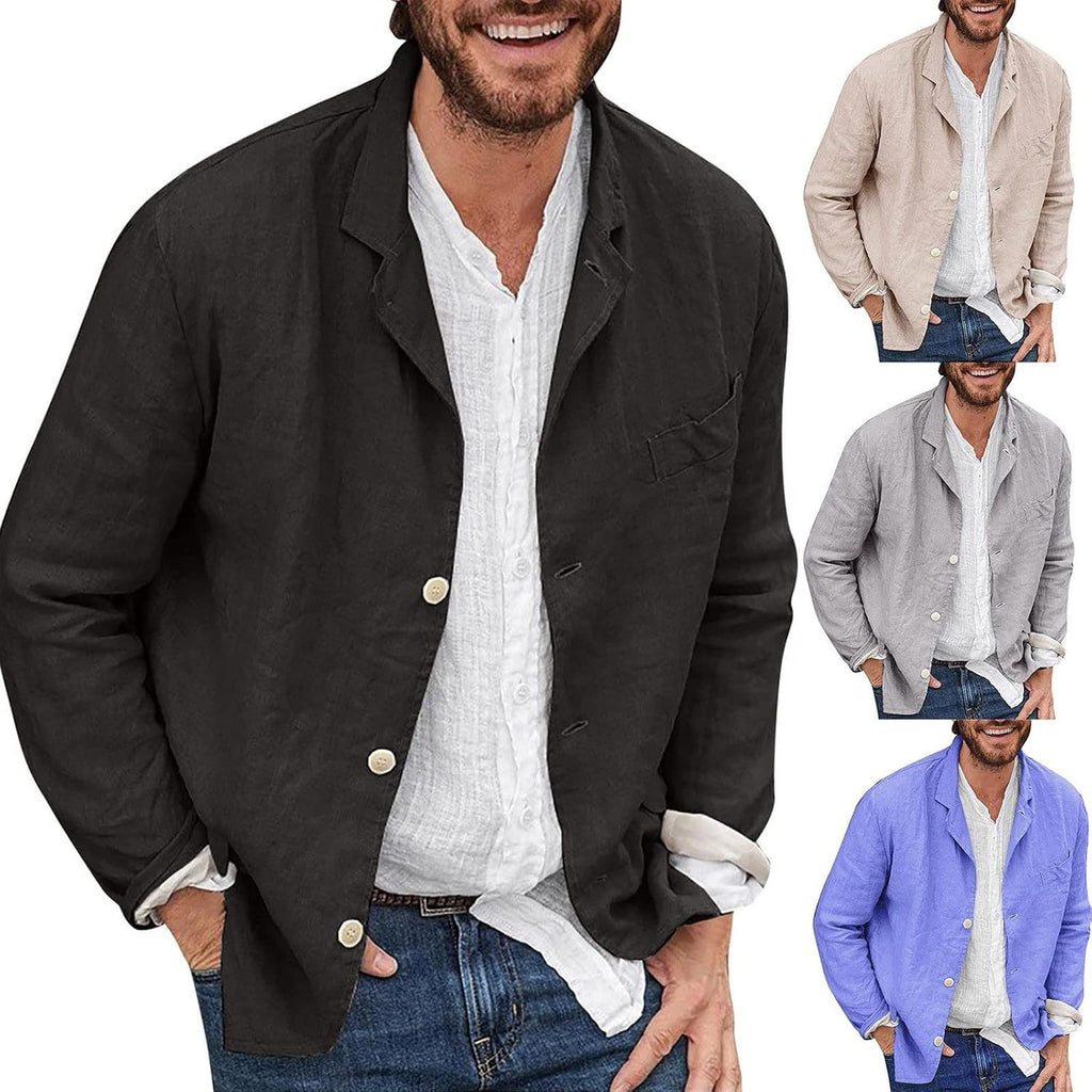 Lätt blazer för män tunn sommarrock herr vardaglig blazer fritid krage skjorta vår tunna rockar långärmad mysig jacka lös enfärgad skjortor andningsbar butt-up overshirt