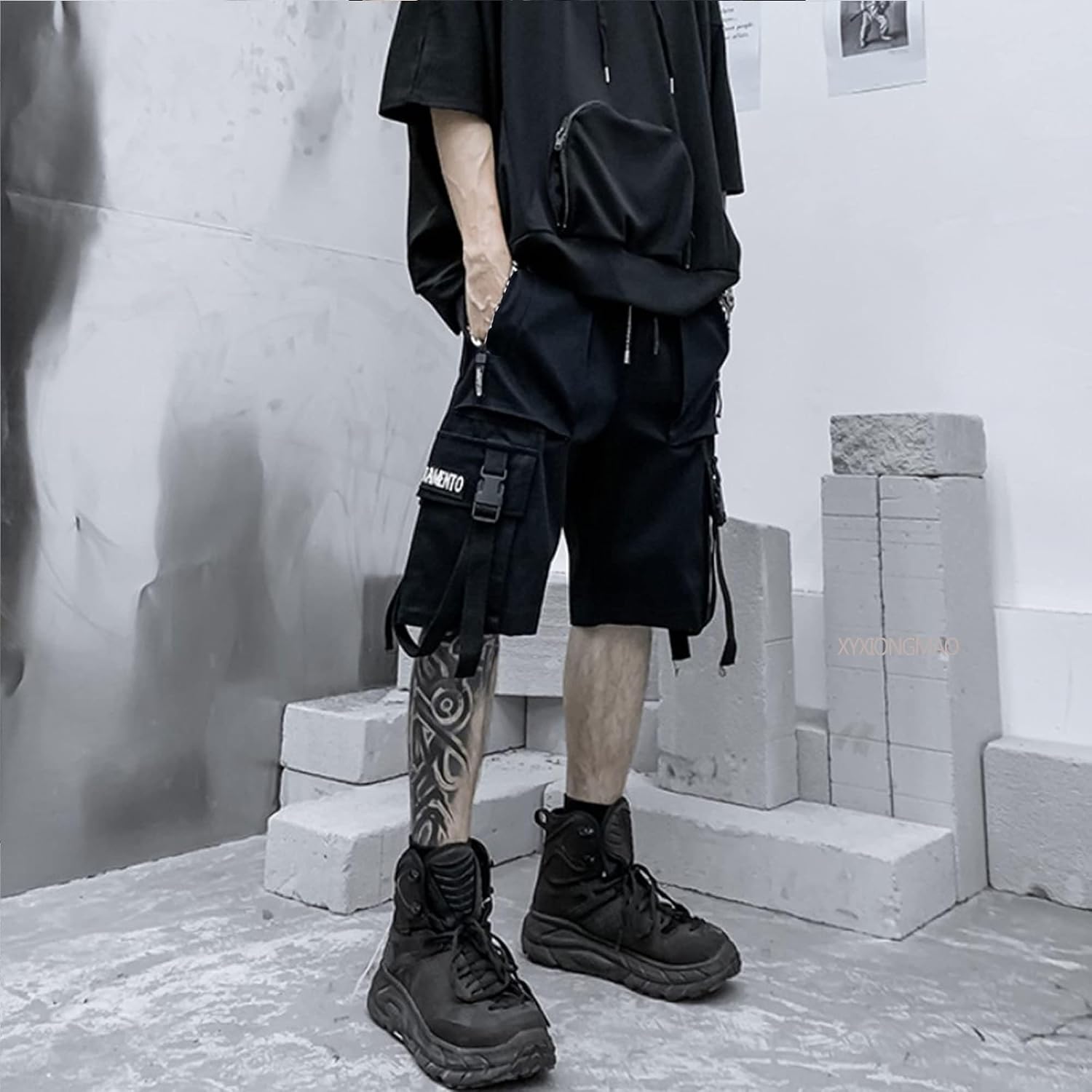 XYXIONGMAO Joggingbyxor för män Techwear svarta hiphop cargoshorts streetwear träningsbyxor cargobyxor för män