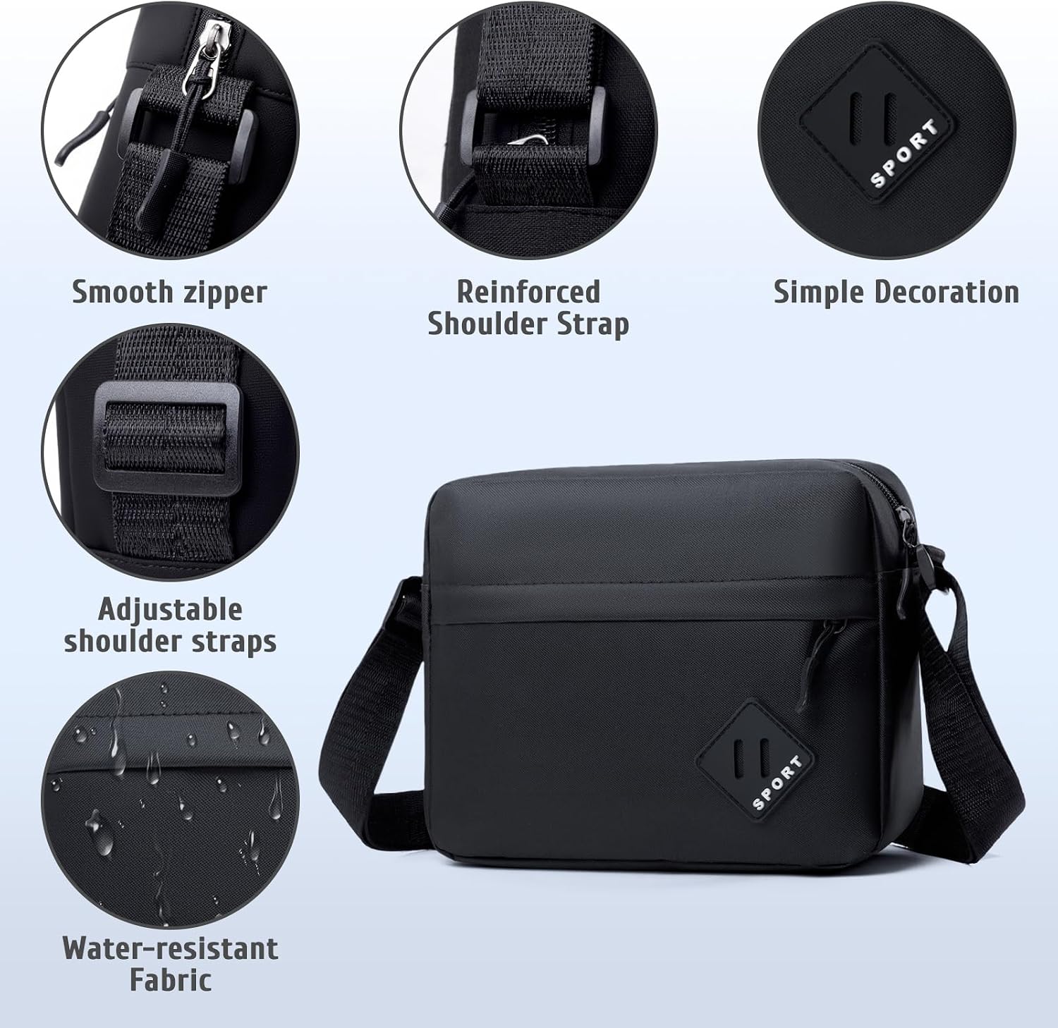 Aucuu Axelväska för män, Oxford Crossbody väska, vattentät liten sidoväska för män, ledig handväska, messengerväska med dragkedja och justerbar rem, lätt bröstväska för daglig användning, arbete