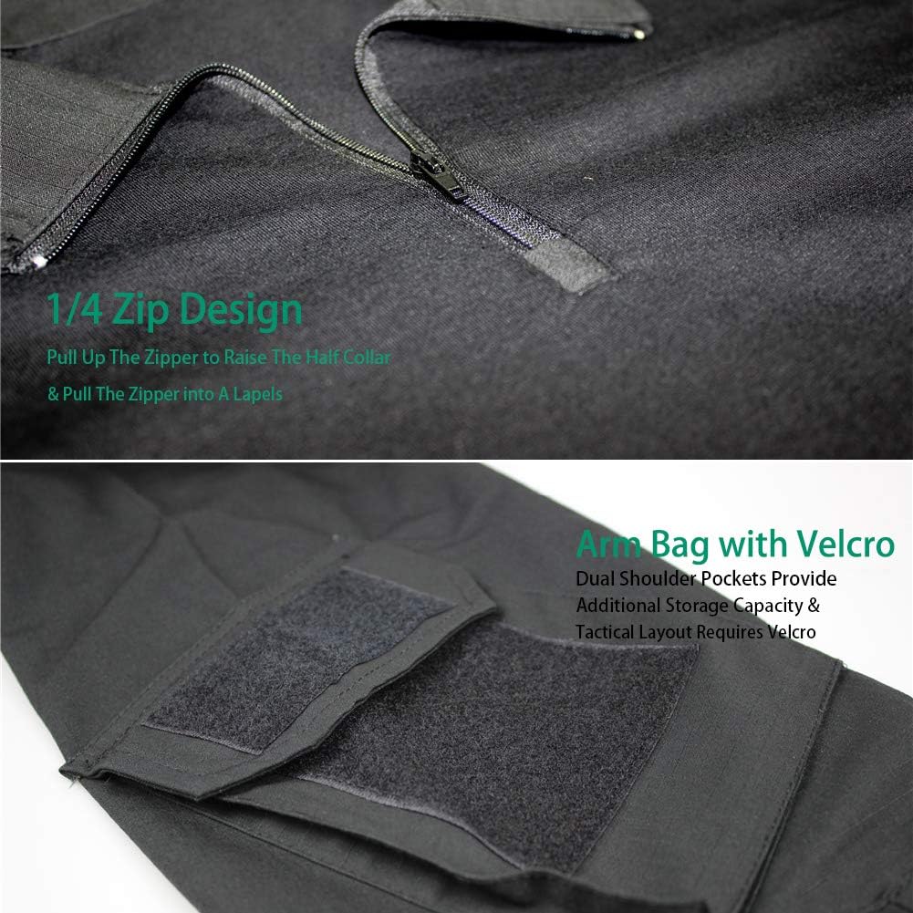 Tactical Combat T-shirt för män, Ripstop andningsbar tröja för jakt Military Airsoft