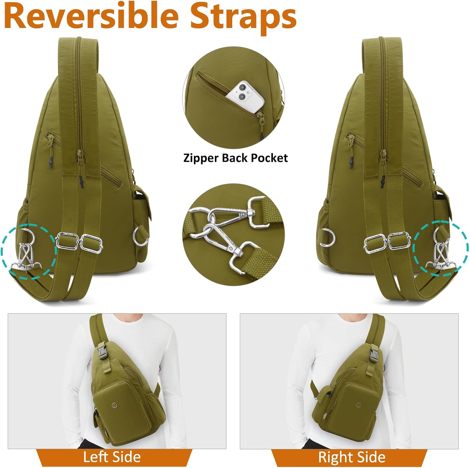 Bröstväska liten ryggsäck herr crossbody väska sling väska lätt bröstväska stöldskydd nylon ryggsäck axelväska herr dam för cykling resor sport