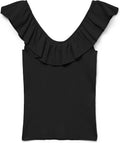 Vero Moda Vmsilje Sl Ruffle Top Ga Noos, svart, XS