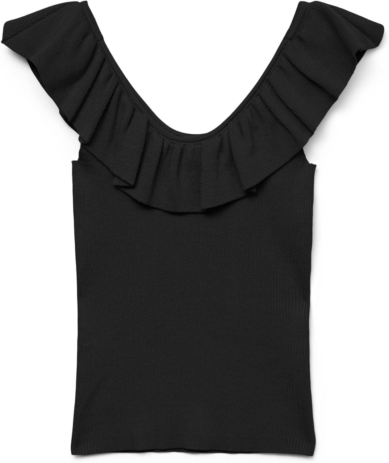 Vero Moda Vmsilje Sl Ruffle Top Ga Noos, svart, XS