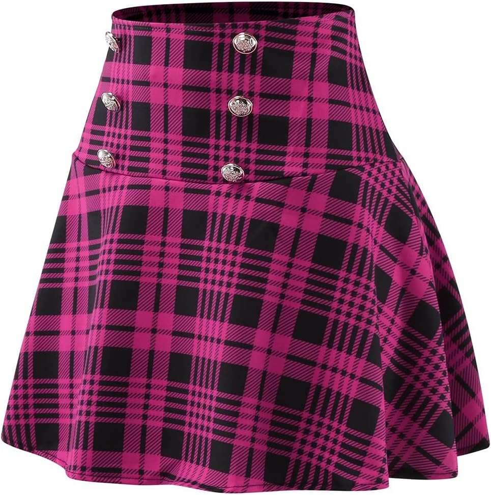 Leather Skirt plus Size Women Fashion Sexy Casual Lattice Printing A-line Mini Skirt Plaid Skirts