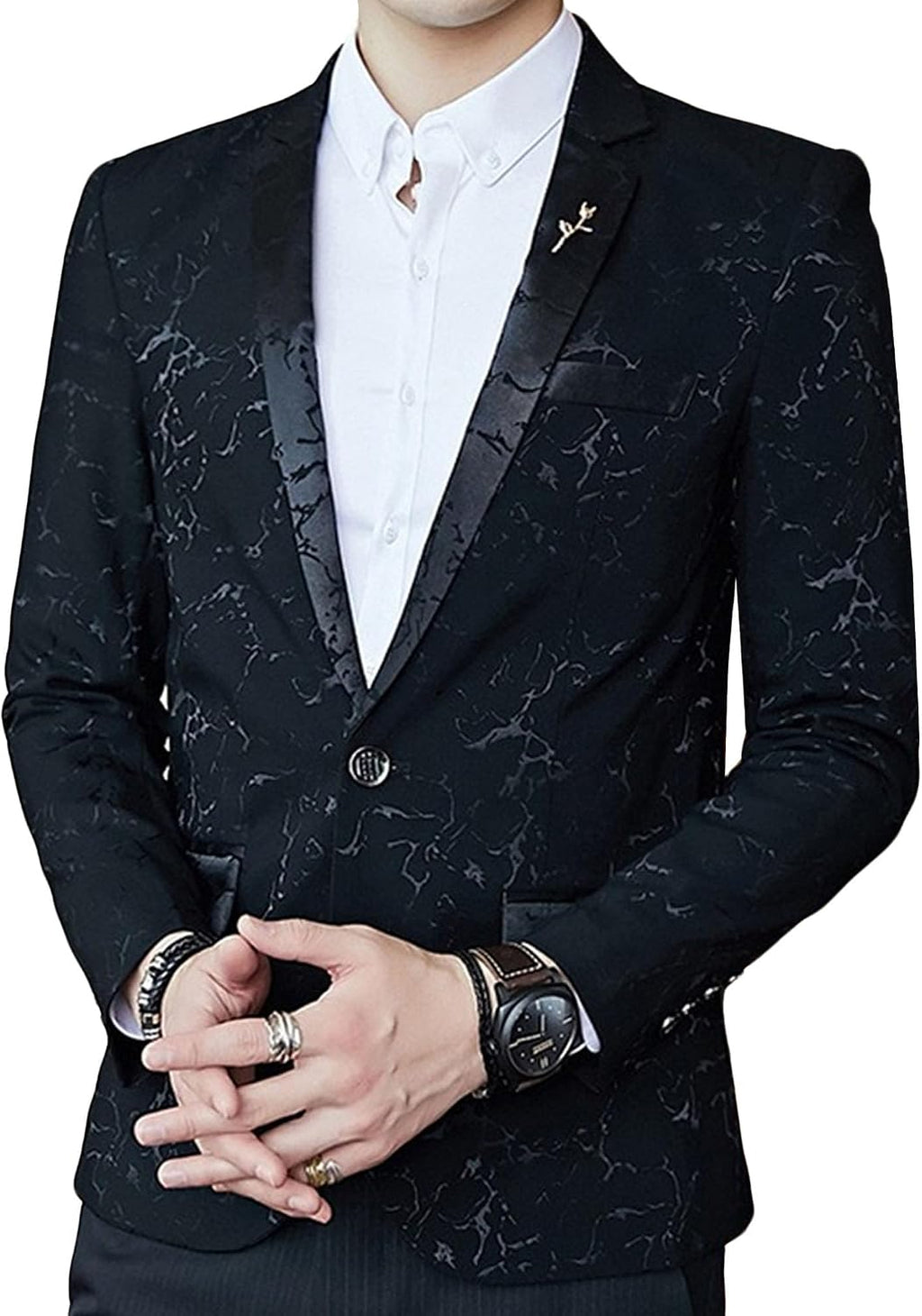 Herrtryck formell klänning kostym jacka blommig jacquard tux blazer middag fest bal bröllop kostym jacka