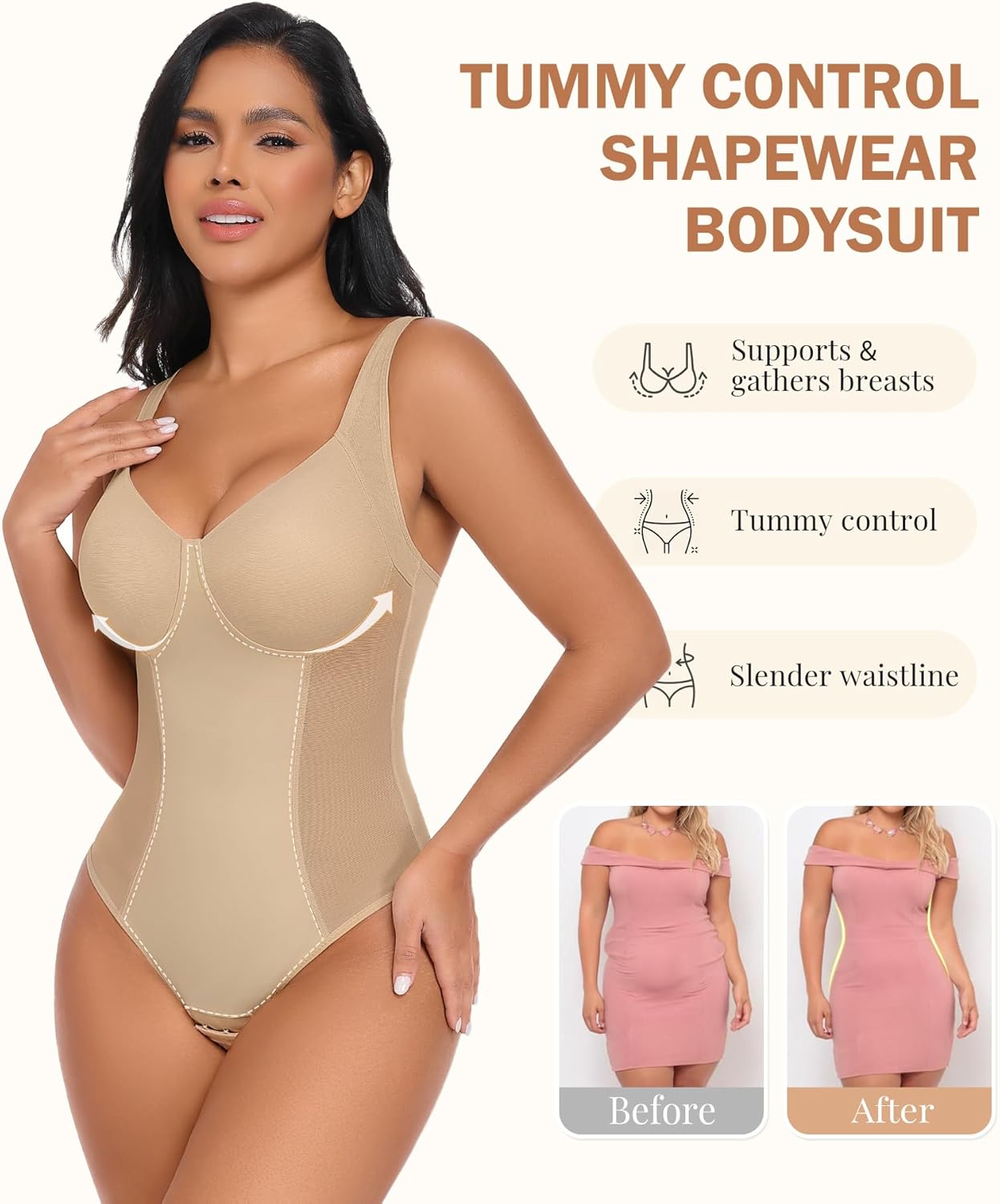 Niwicee Shapewear Body Body Shapewear Bodysuit Platt Mage Omslagring String Underkläder Smal Shaper Shaping Sexig Mesh Fajas Justerbar axelrem