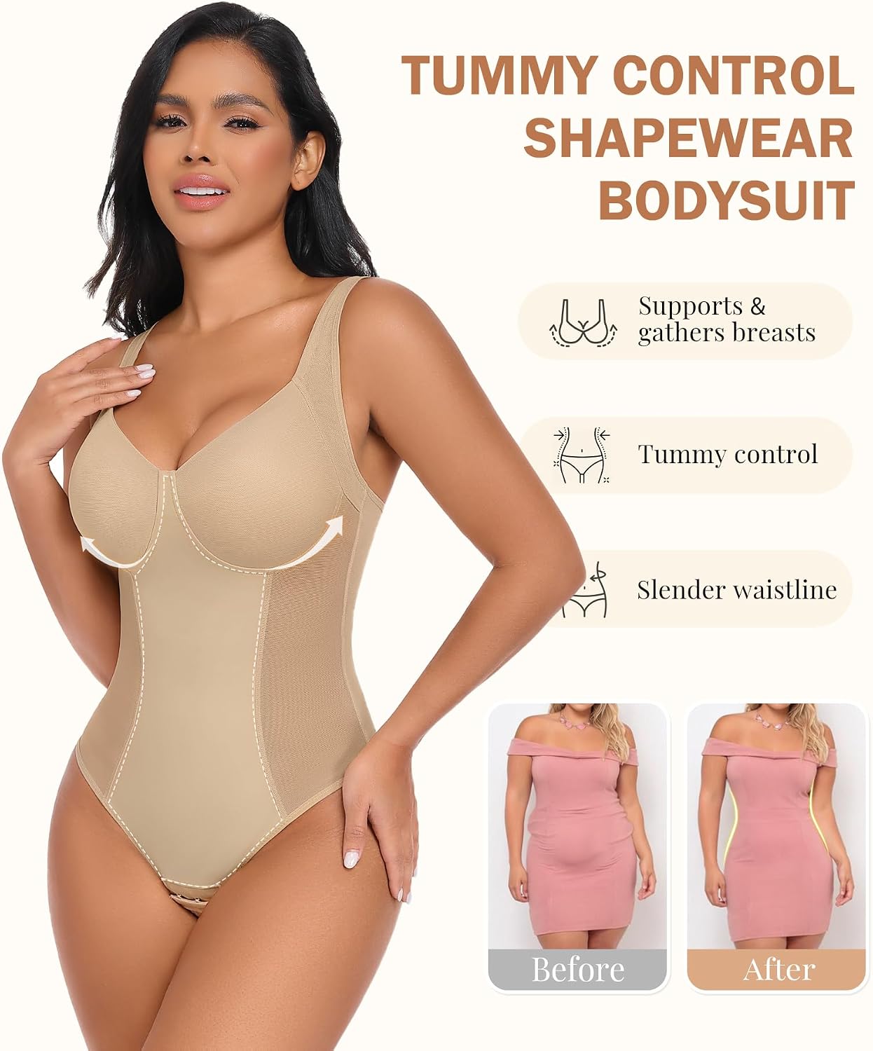 Niwicee Shapewear Body Body Shapewear Bodysuit Platt Mage Omslagring String Underkläder Smal Shaper Shaping Sexig Mesh Fajas Justerbar axelrem