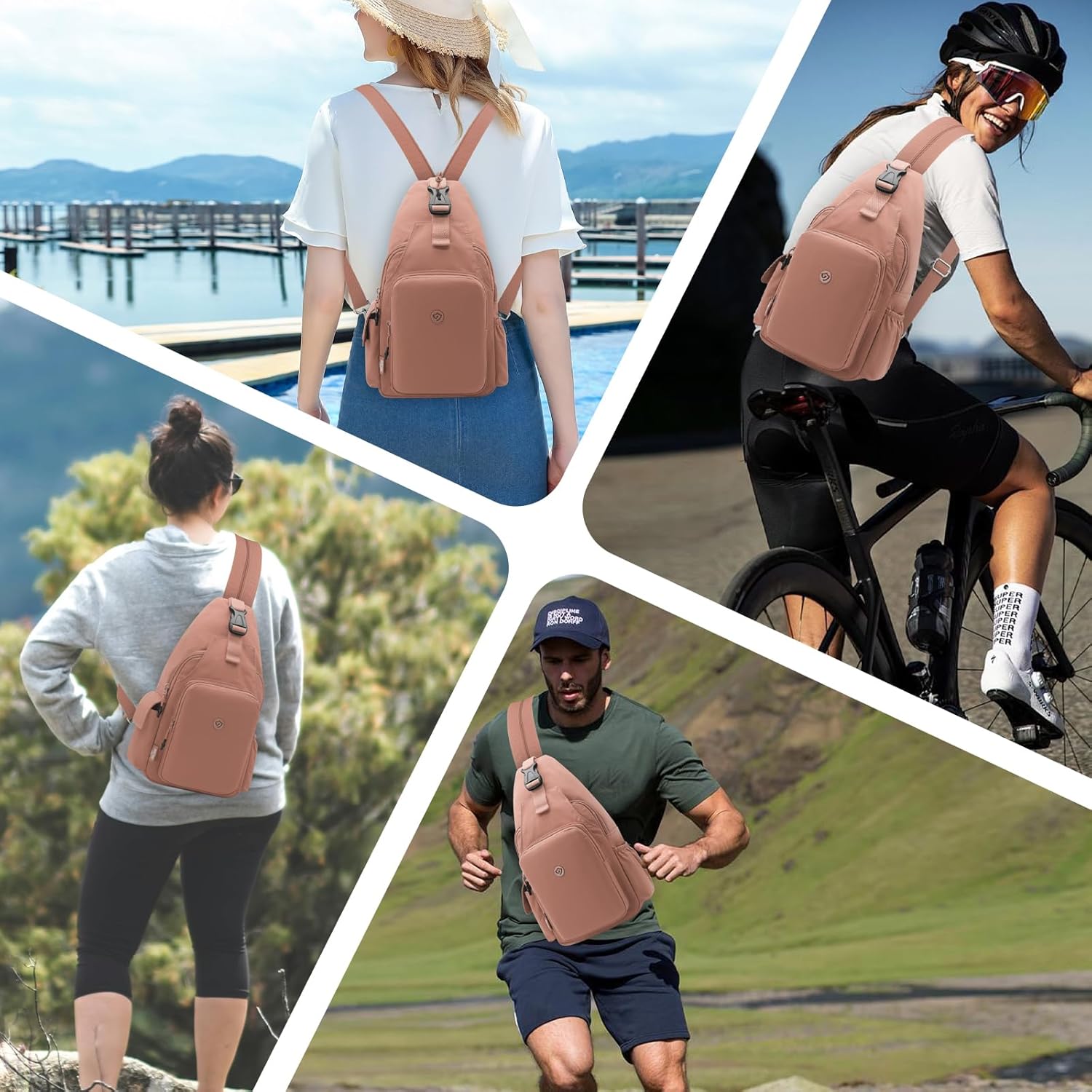Bröstväska liten ryggsäck herr crossbody väska sling väska lätt bröstväska stöldskydd nylon ryggsäck axelväska herr dam för cykling resor sport