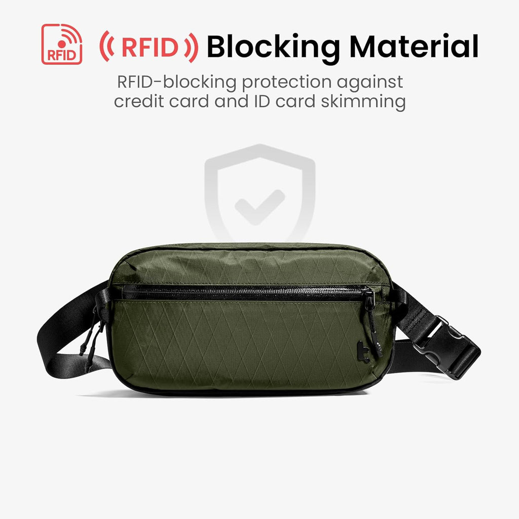 tomtoc 1,5 l crossbody väska med RFID-skydd, liten unisex axelremsväska, sling bag, lätt, vattentät sling bag, för utomhusresor, svart