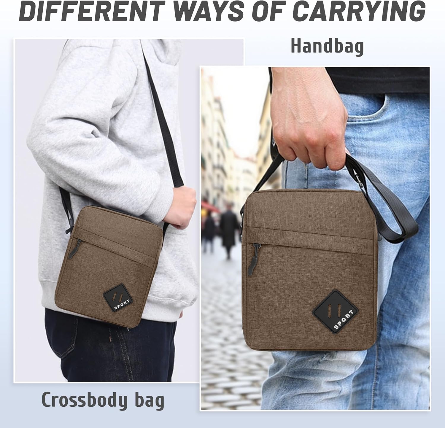 Aucuu Axelväska för män, Oxford Crossbody väska, vattentät liten sidoväska för män, ledig handväska, messengerväska med dragkedja och justerbar rem, lätt bröstväska för daglig användning, arbete
