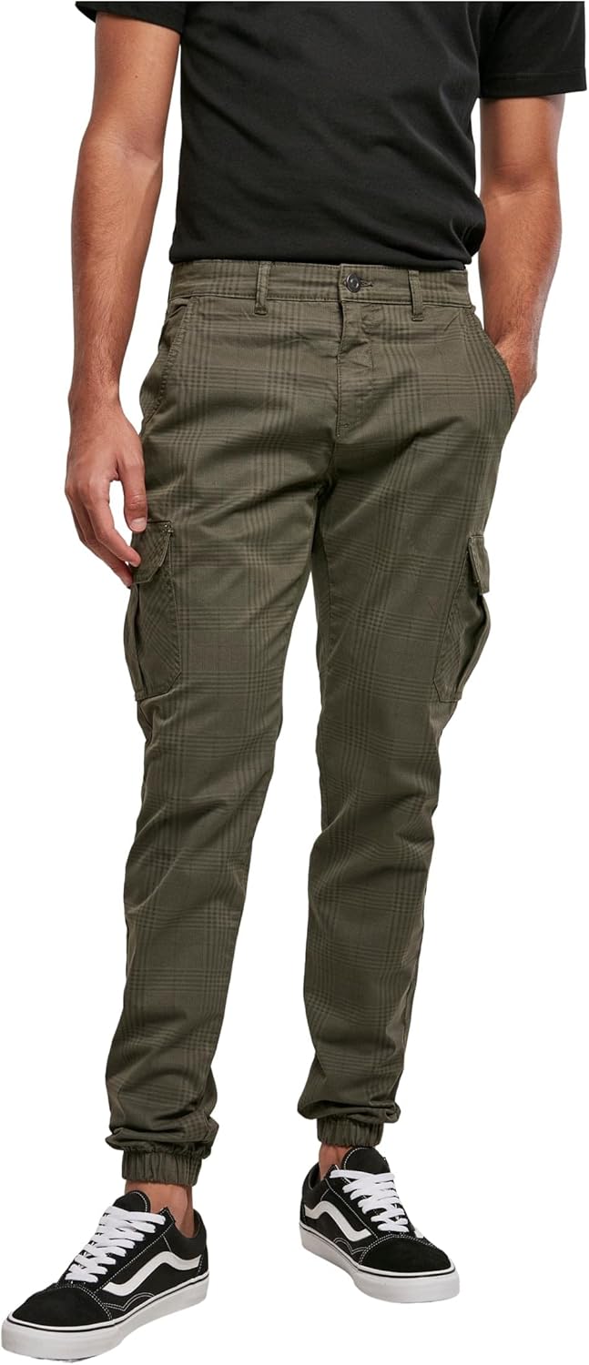Urban Classics herr Byxor Aop Glencheck Cargo Jog Pants