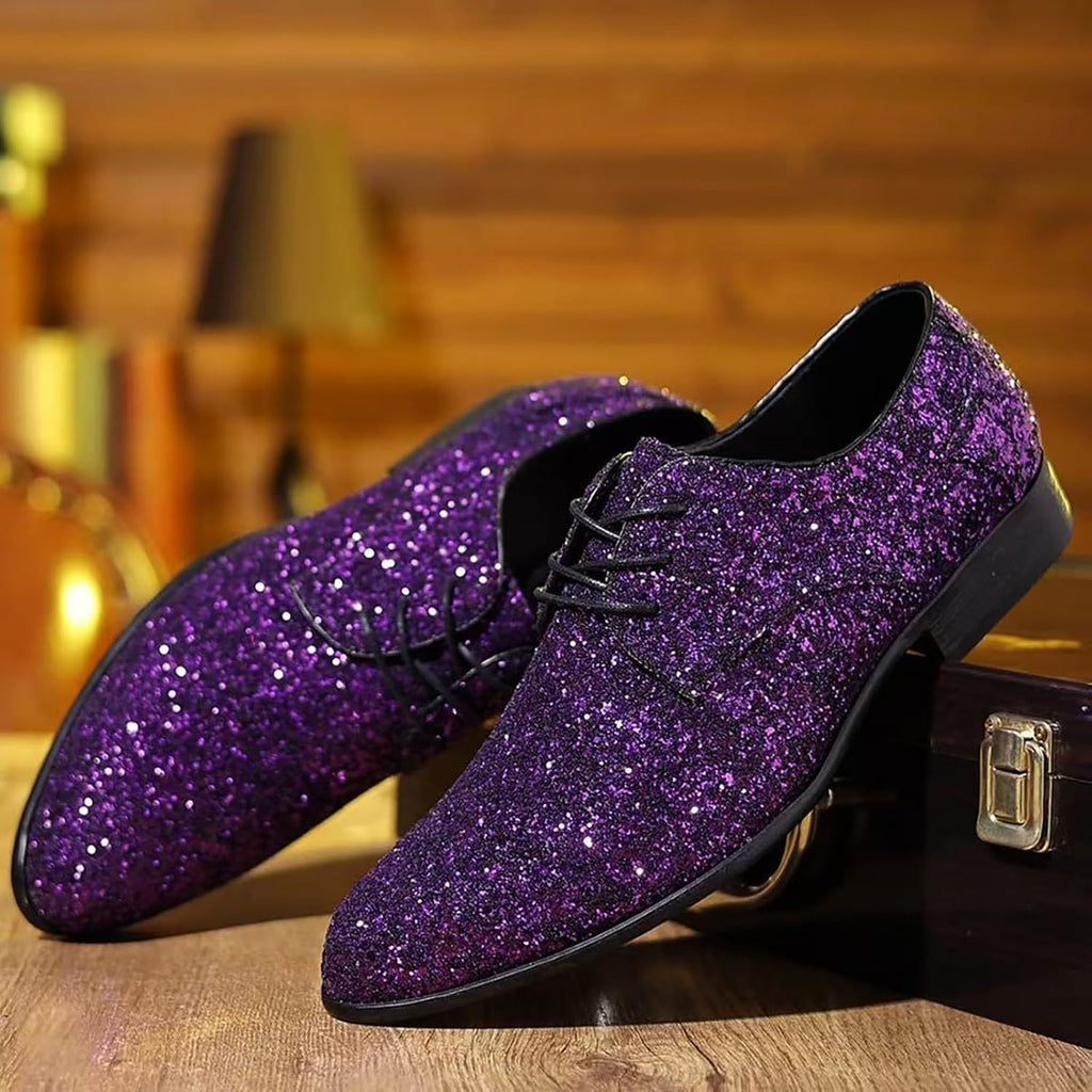 Gnistrande glitter snörning Oxfords klassiska formella bal klänning skor mode bröllopsfest kväll skor för speciella tillfällen