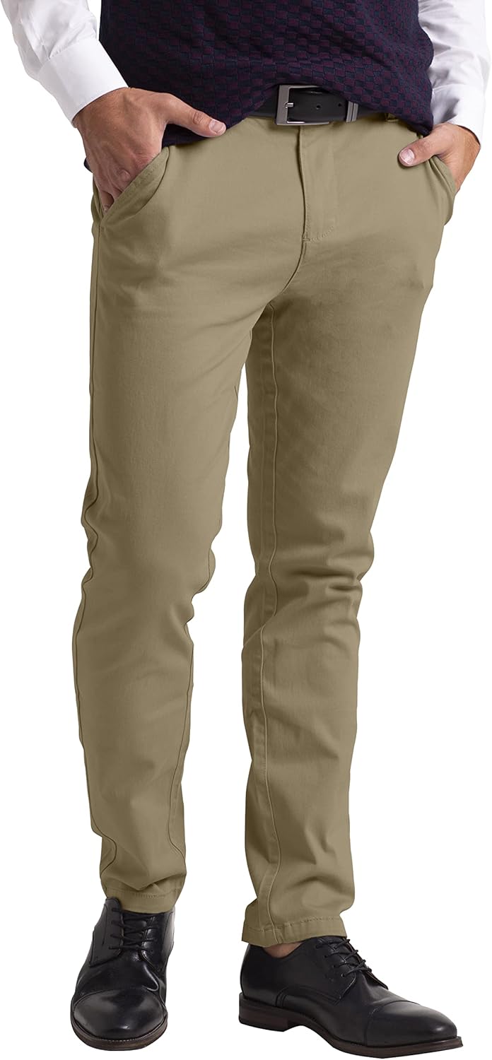 westAce Chino-byxor för män smal passform stretch twill vardagsbyxor